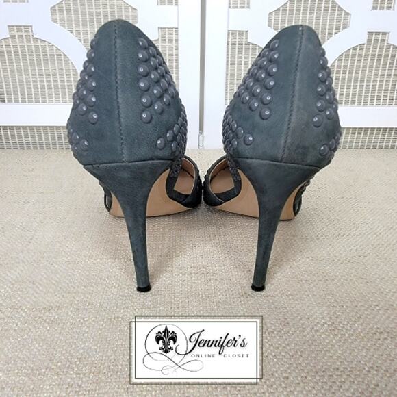 French Connection Women's Gray Ellis Studded Suede Heels Size 6.5 - Picture 5 of 13